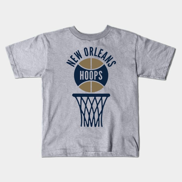 Retro New Orleans Hoops Logo Kids T-Shirt by Double-Double Designs